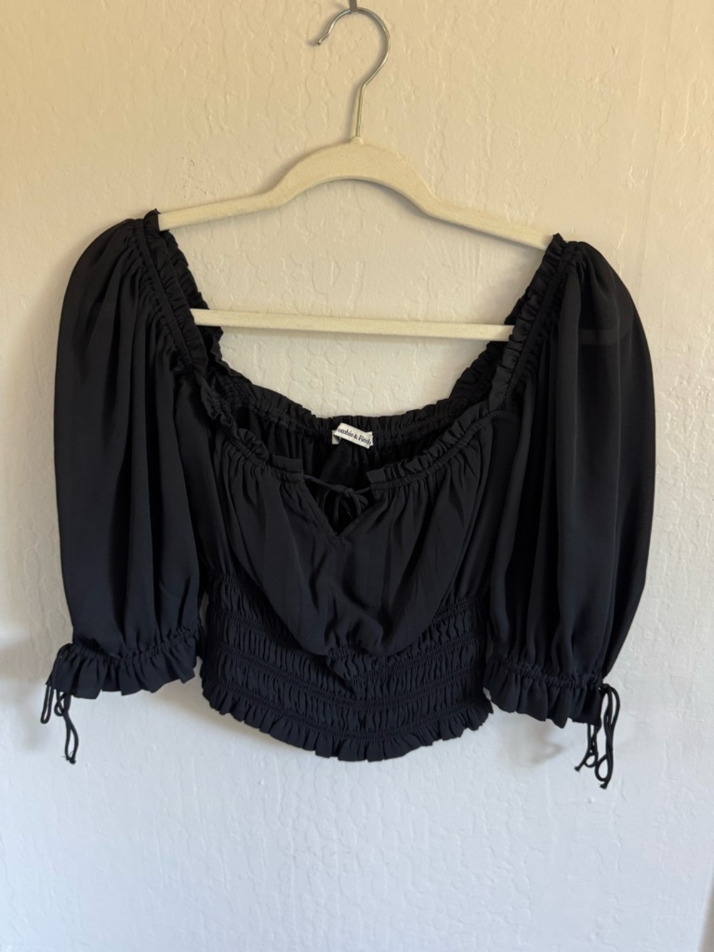Abercrombie & Fitch Smocked Top in Black